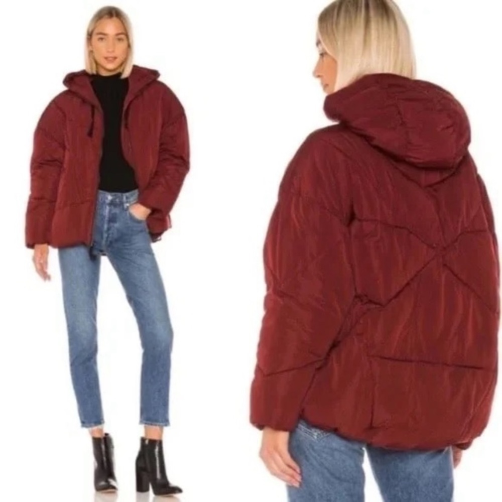 Free people maroon puffer jacket